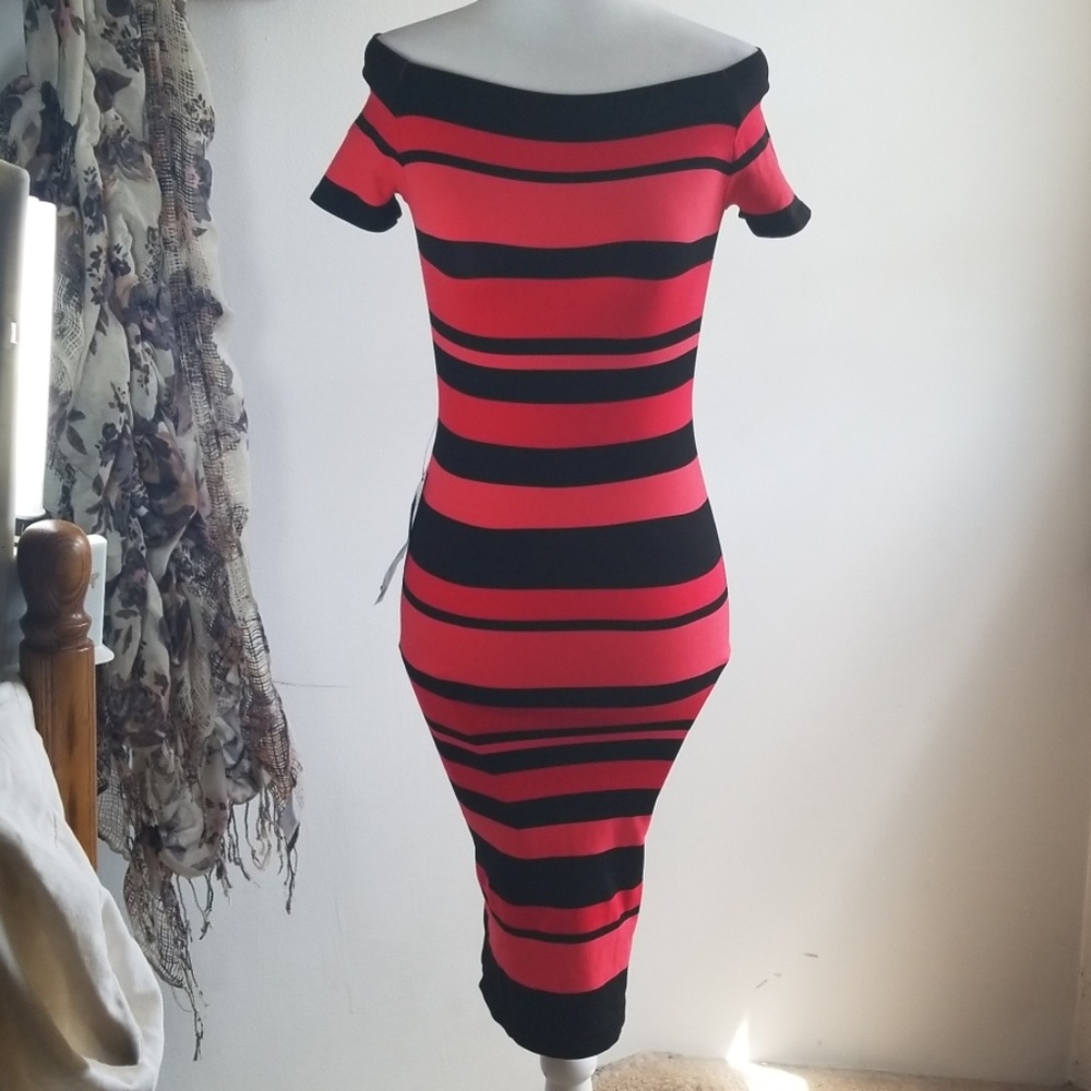 Bebe Contrast Stripe Tank Dress